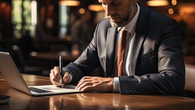 Homme d'affaires travaillant avec un ordinateur portable Concept d'entreprise