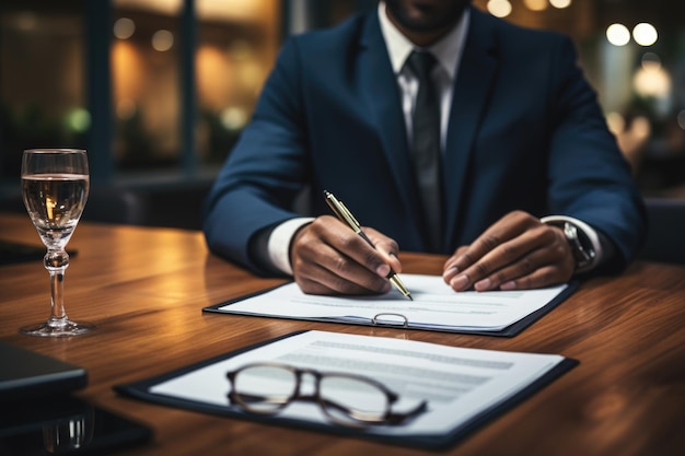 Un homme d'affaires travaille dans un bureau.