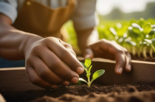 Photo un homme africain avec la culture de la plante