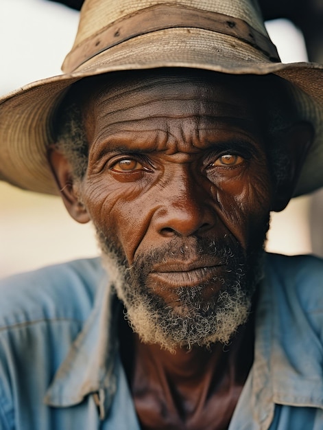 Homme afro-américain du début des années 1900, vieille photo colorée