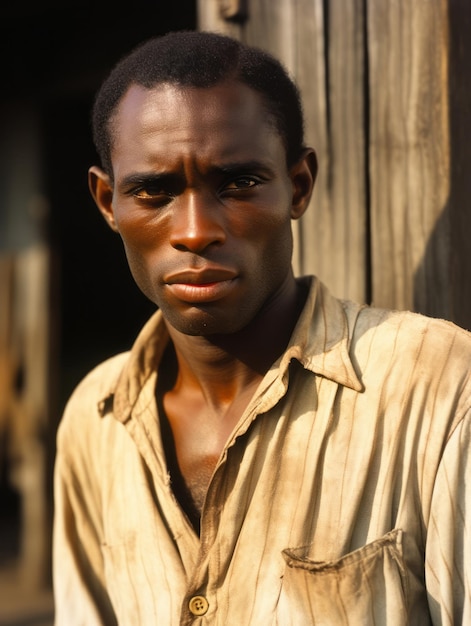 Homme afro-américain du début des années 1900, vieille photo colorée