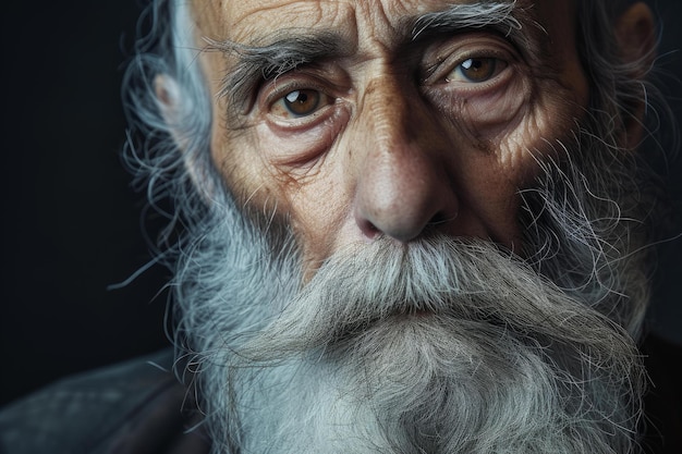 Un homme âgé barbu a été photographié.