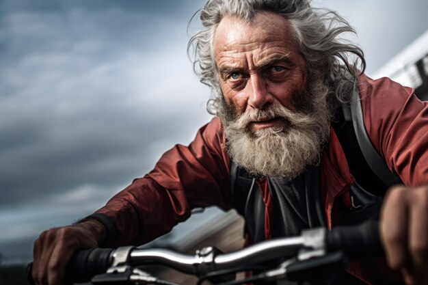 Photo un homme âgé, élégant et confiant avec une barbe.