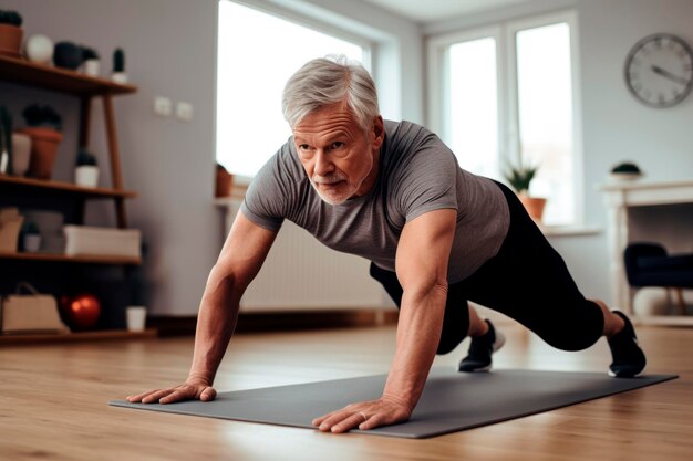 un homme âgé faisant de la gymnastique