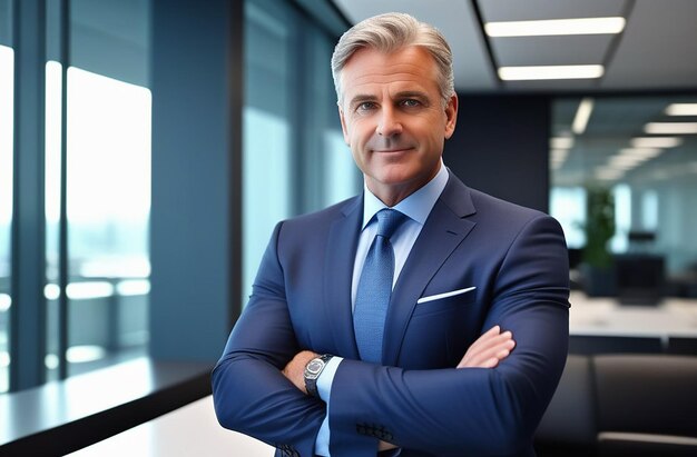 Photo un homme d'âge moyen dans une photo de bureau en costume