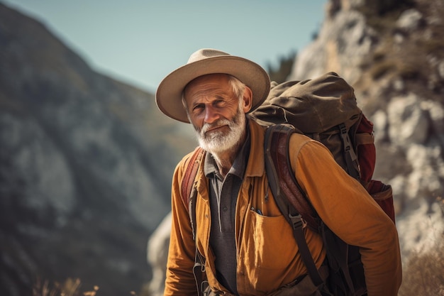 Un homme âgé en randonnée génère Ai