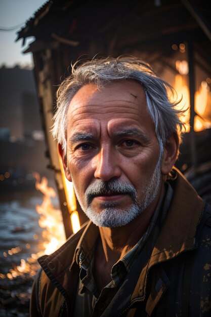 Photo un homme âgé, un vieil homme au visage ridé