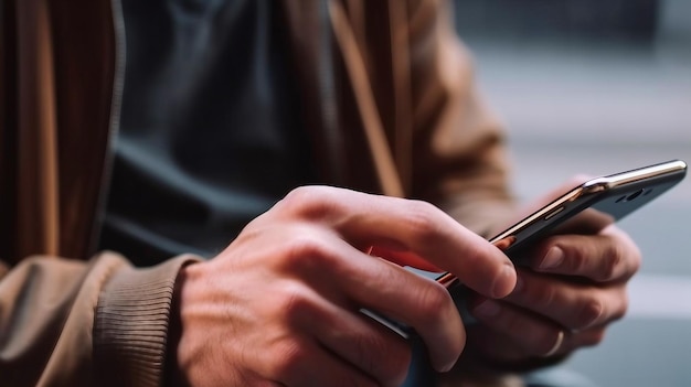 Un homme à l'aide d'un téléphone portable avec le mot téléphone sur l'écran