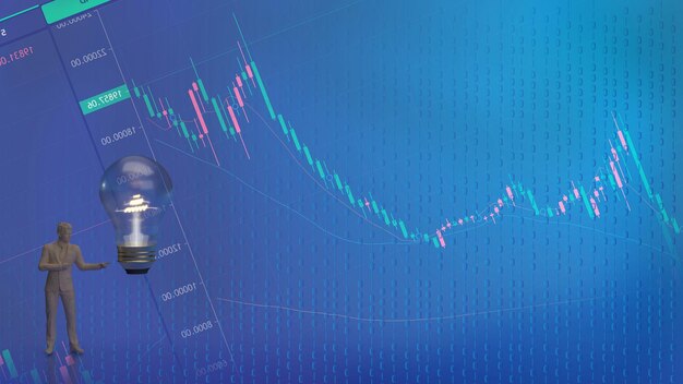 L'homme et l'ampoule pour le rendu 3d du concept d'entreprise