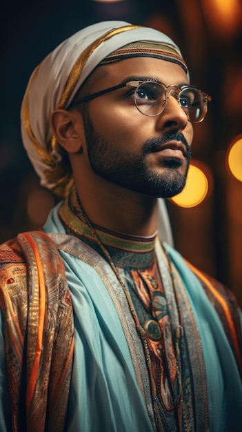 Homme arabe portant des lunettes