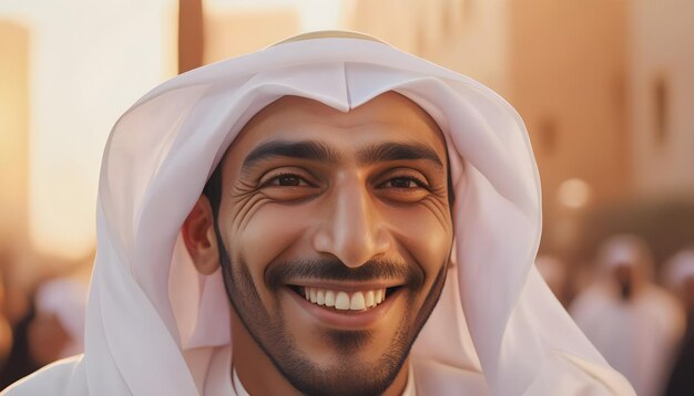 Un homme arabe souriant à la caméra