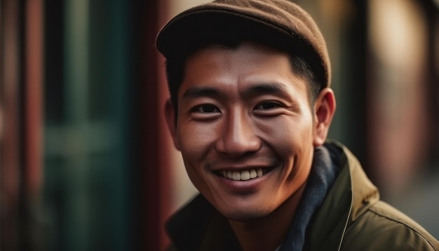 Homme asiatique souriant regardant la caméra