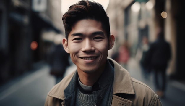 Homme asiatique souriant regardant la caméra