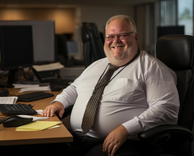 un homme assis à un bureau