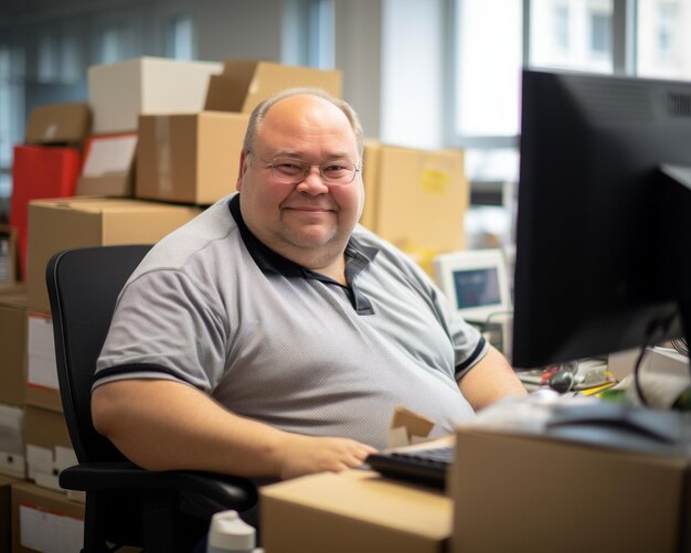 un homme assis à un bureau