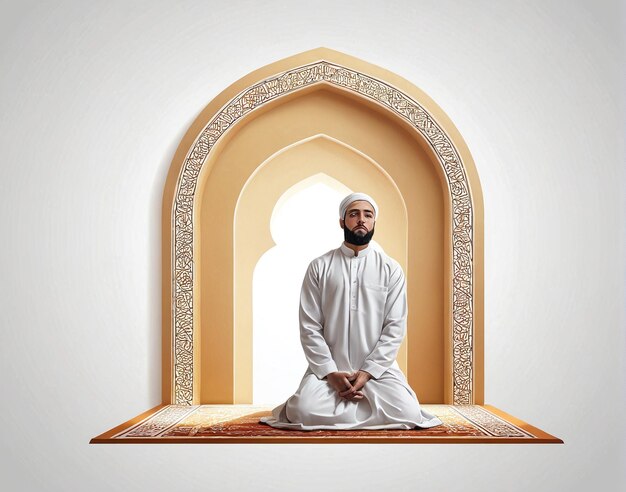 un homme assis dans une mosquée