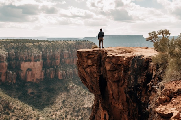 Un homme au bord d'une falaise en Arizona