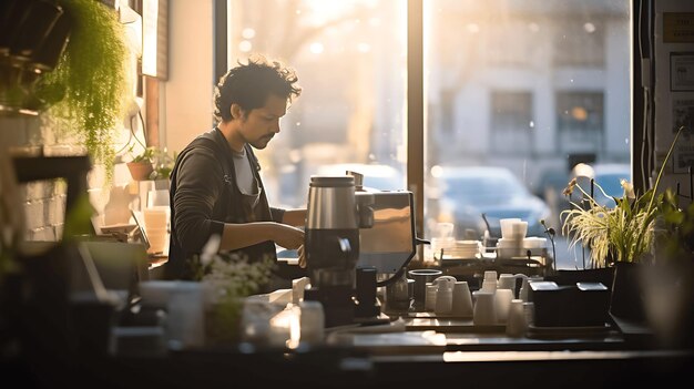 un homme au café