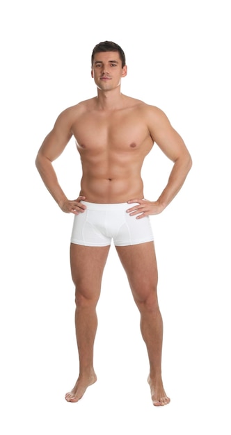 Homme au corps sexy sur fond blanc
