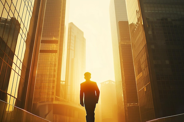 Un homme au milieu de la ville.