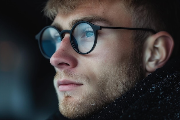 un homme aux cheveux blonds courts portant des lunettes