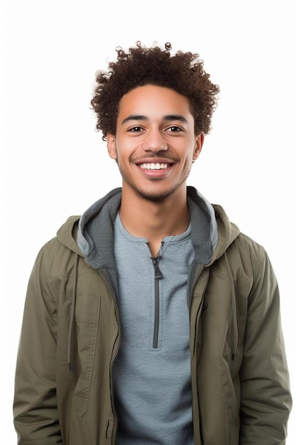 Photo un homme aux cheveux bouclés et une veste grise