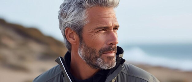 Photo un homme aux cheveux gris et une veste noire