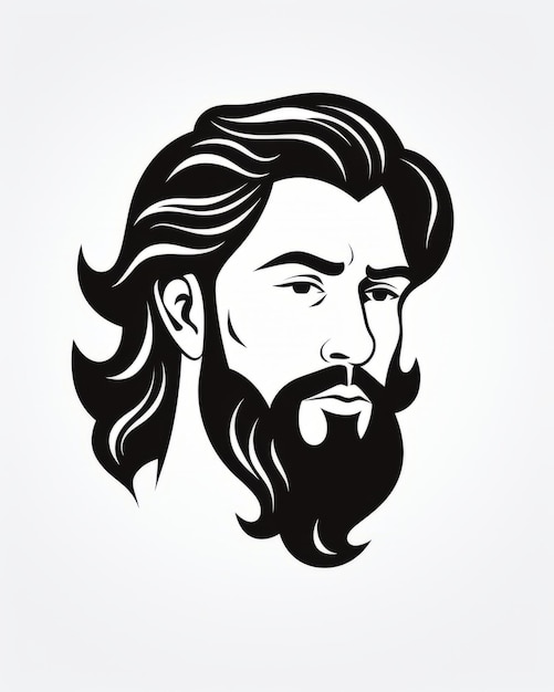 un homme aux cheveux longs et à la barbe sur fond blanc