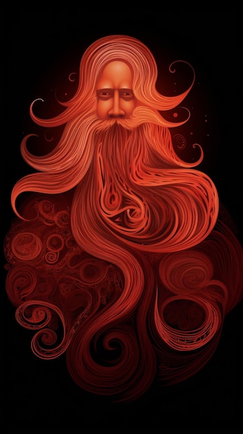 Un homme aux cheveux roux avec une longue barbe et une longue barbe.