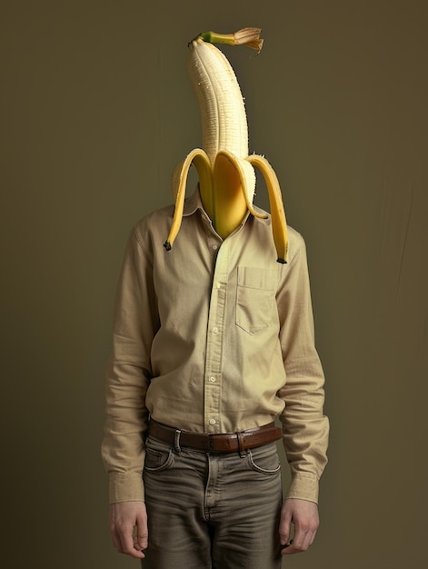 Un homme avec une banane sur la tête