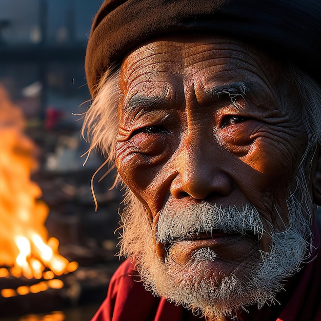 un homme avec une barbe et une barbe rouge