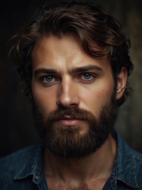 un homme avec une barbe et une barbe se tient devant un mur