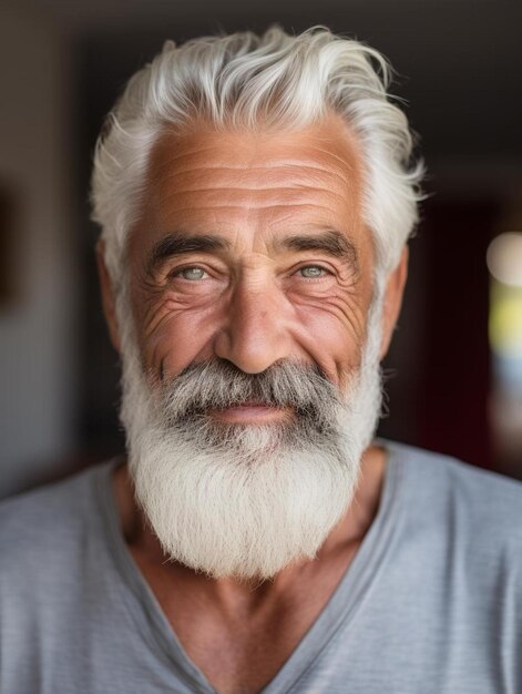 Photo un homme avec une barbe et une barbe sourit