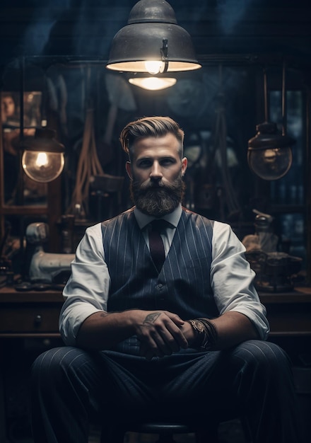 Un homme avec une barbe barbier barbier