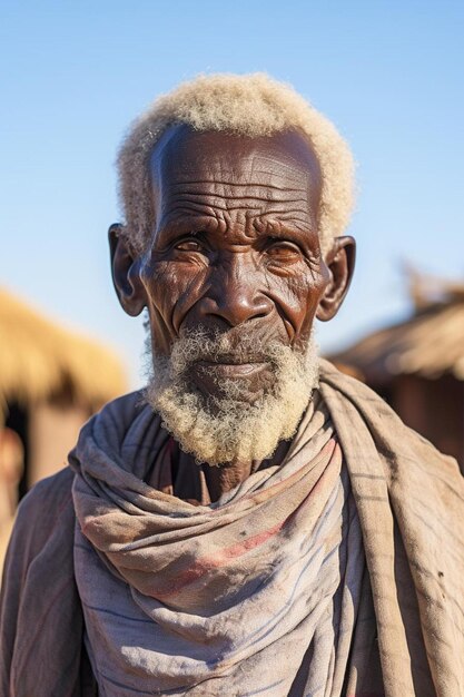 un homme avec une barbe blanche et un foulard