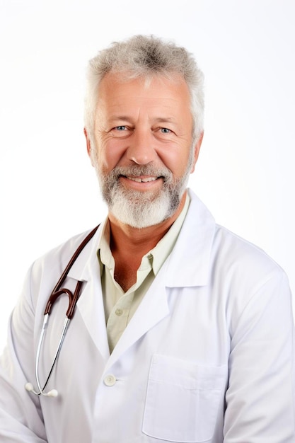 Photo un homme avec une barbe blanche et un stéthoscope sur son cou