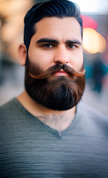 Un homme avec une barbe et une casquette bleue