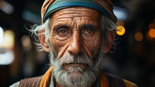 un homme avec une barbe et un chapeau regarde la caméra.