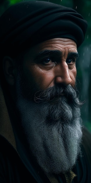 Un homme avec une barbe et un chapeau