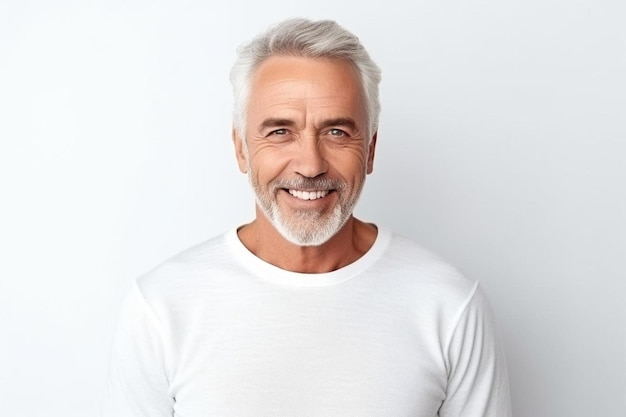 un homme avec une barbe et une chemise blanche qui dit vieux