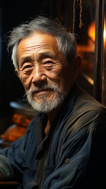 un homme avec une barbe et une chemise qui dit " vieux "