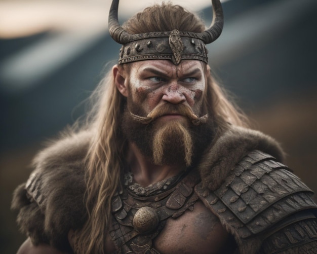 un homme avec une barbe et une couronne de plumes.