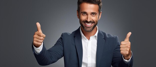 un homme avec une barbe donne un pouce en l'air