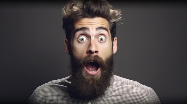 Un homme avec une barbe et une grande bouche