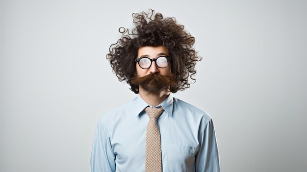 Un homme à barbe et à lunettes portant une cravate