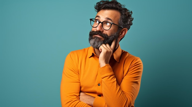 Photo un homme avec une barbe et une moustache portant des lunettes