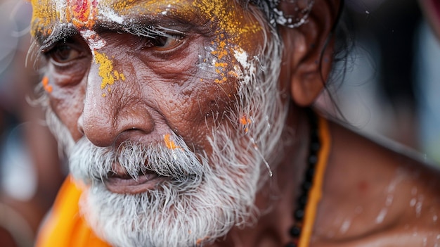 Photo un homme avec une barbe et une moustache regarde la caméra