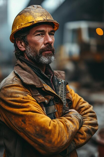 un homme avec une barbe portant un chapeau dur