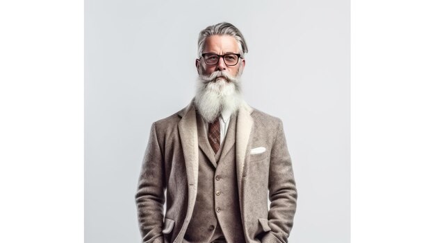 Homme avec une barbe portant un costume et une cravate