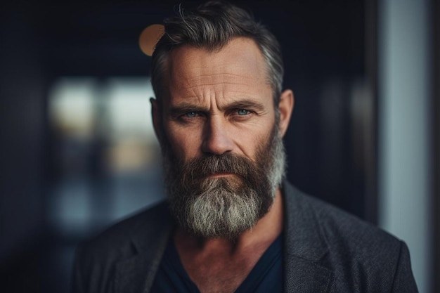 un homme avec une barbe et un pull sur la tête